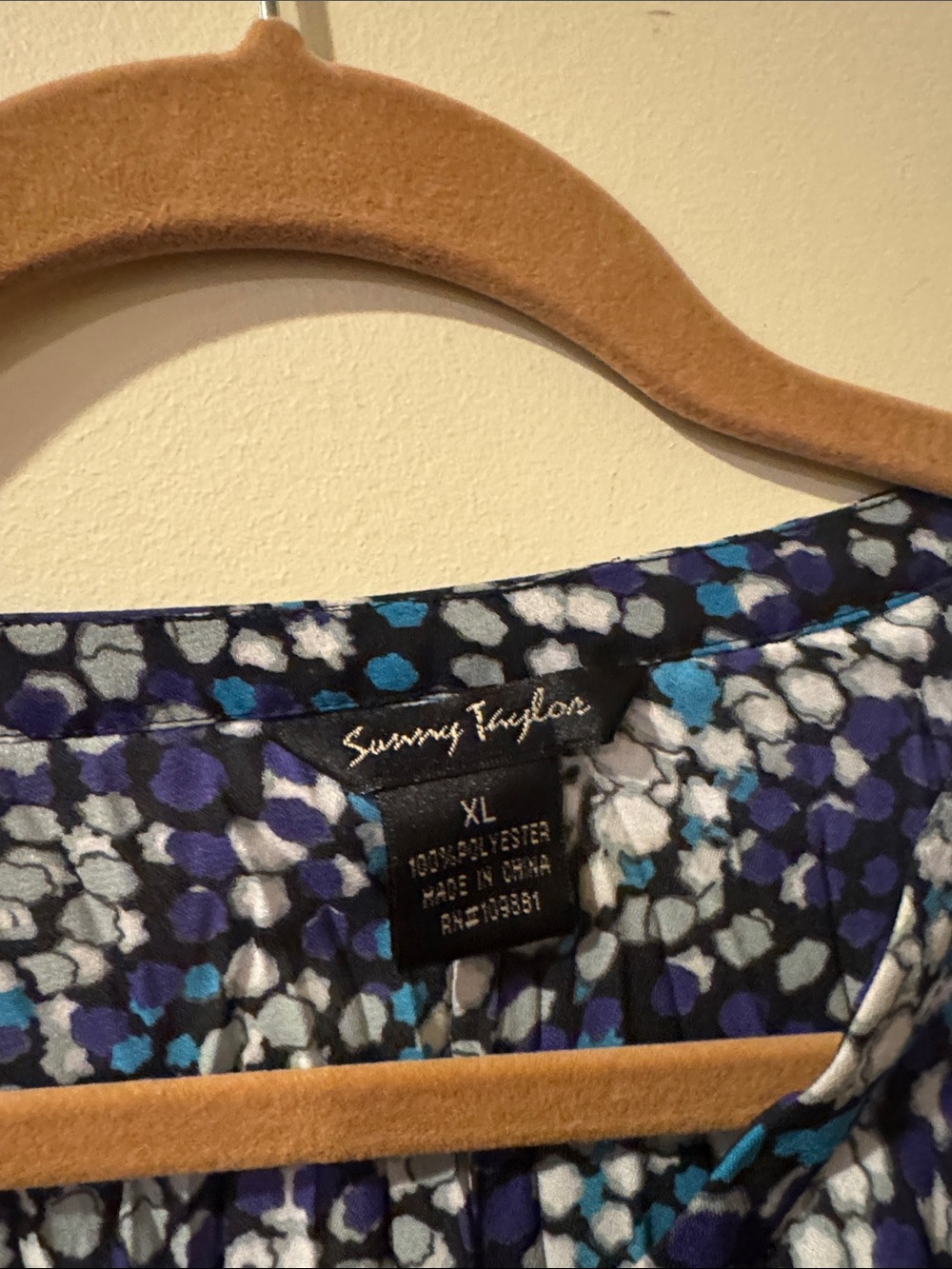 Sunny Taylor Blue Multi Pleated Ruffle Tie-Neck Blouse - Picture 2 of 3